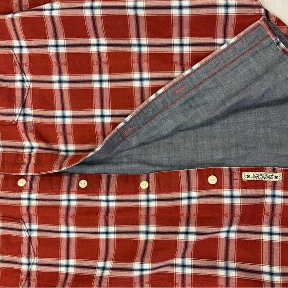 LUCKY BRAND Men's Red Plaid Shirt, Lined, Size Medium - Picture 8 of 8